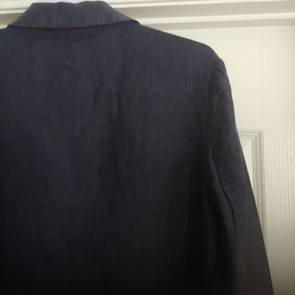 Garnet Hill Linen Career Business Travel Resort Nautical Coastal Button Blazer M - Picture 8 of 15